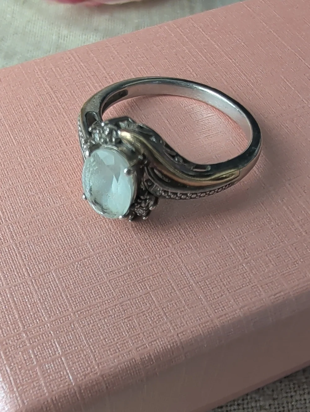 925 Sterling Silver 10K Gold Accent  Smokey Quartz Diamond Accents Ring
